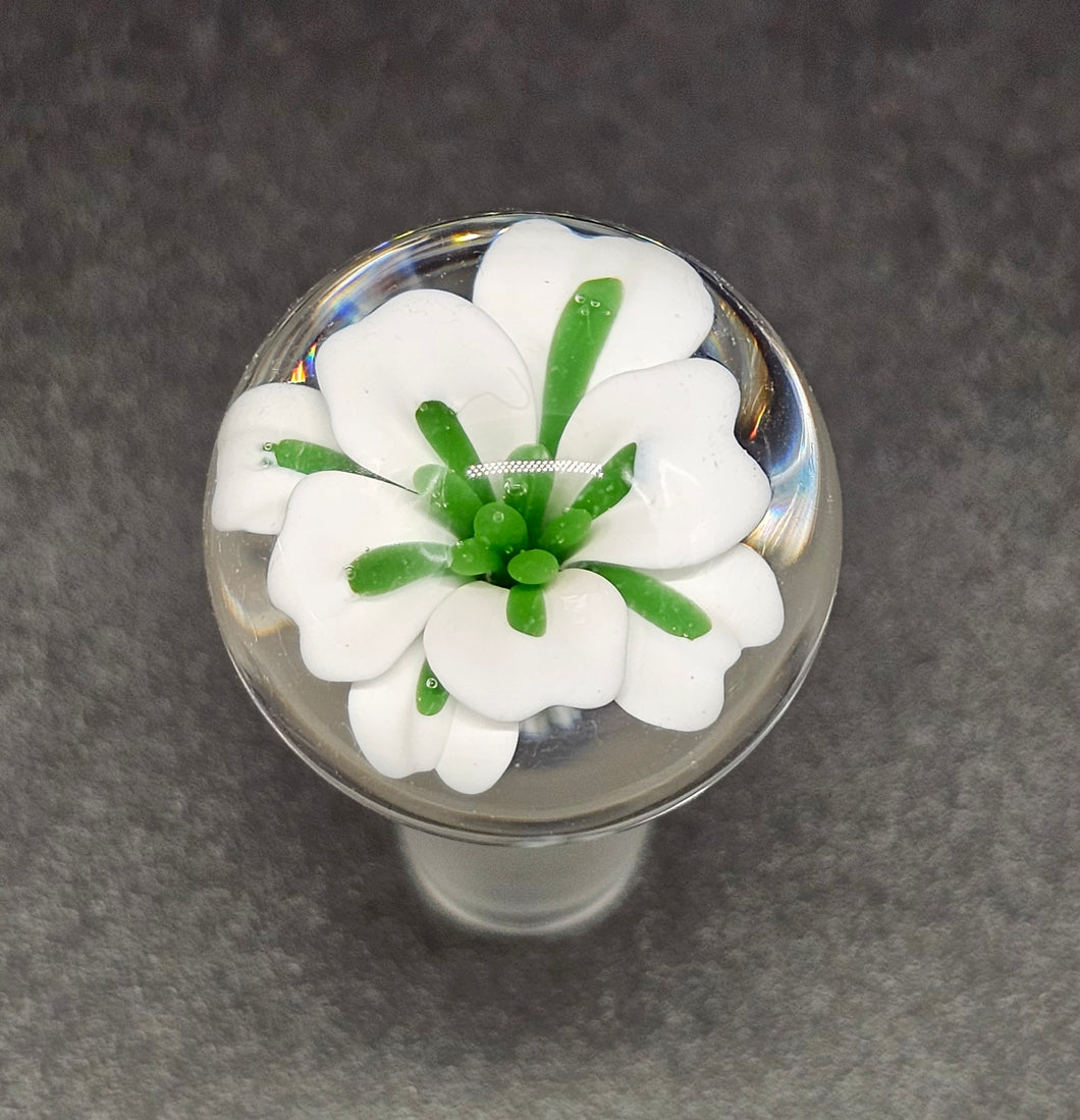 Custom Marble Glass Stopper Green Flower