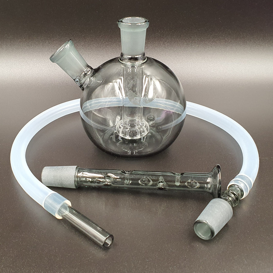 Smoked glass Globe Perc Mini Bubbler with mouthpiece and whip