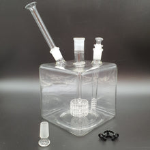 Load image into Gallery viewer, Big Box Bubbler  Mega Cube Matrix Bubbler 14mm with glass mouthpiece and downstem installed
