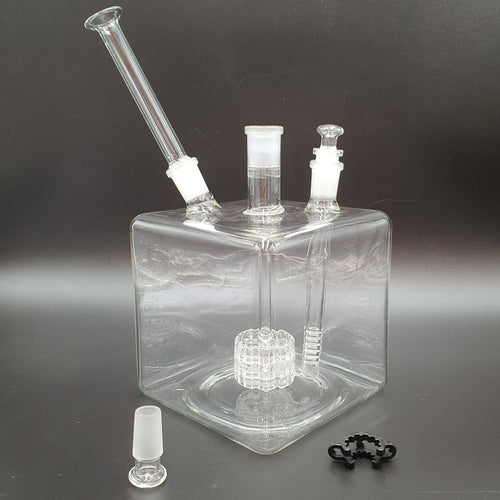 Big Box Bubbler  Mega Cube Matrix Bubbler 14mm with glass mouthpiece and downstem installed